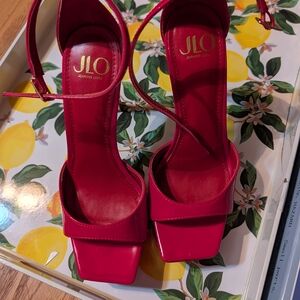 Jennifer Lopez Jennifer Lopez Red Ankle-Strap Square-Toe